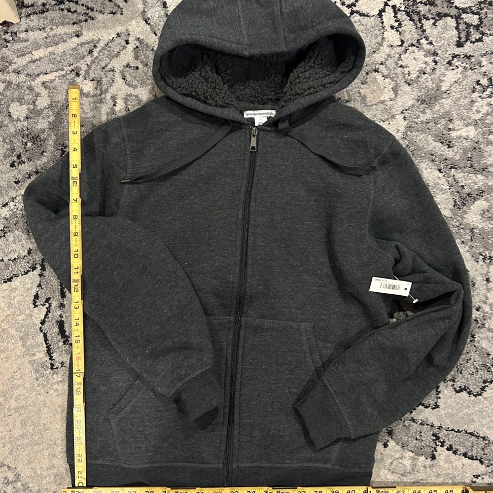 Amazon Essentials Charcoal Gray boys Sherpa Lined Hoodie Sweatshirt